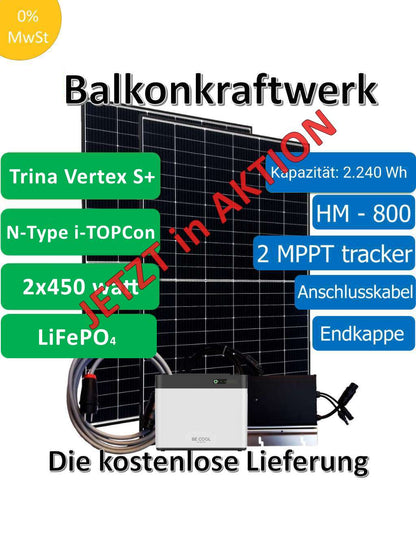 BEFA Balkonkraftwerk 800 Watt mit einem 2,24 kWh Speicher (BECOOL), inkl. Lieferung