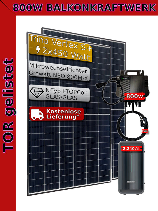 BEFA Balkonkraftwerk 800 Watt mit einem 2,24 kWh Speicher (Marstek), inkl. Lieferung