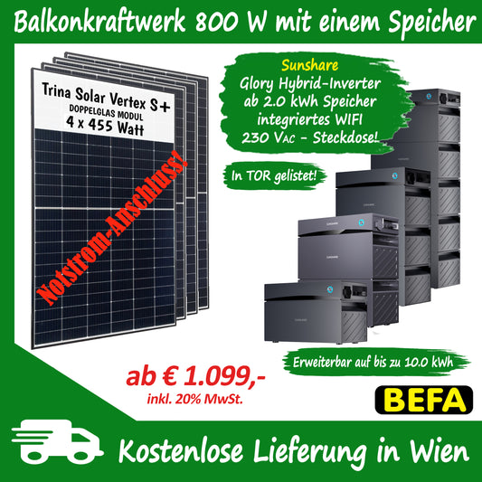 Sunshare All-in-One Balkonkraftwerk (mit einem automatischen Brandunterdrückungssystem)