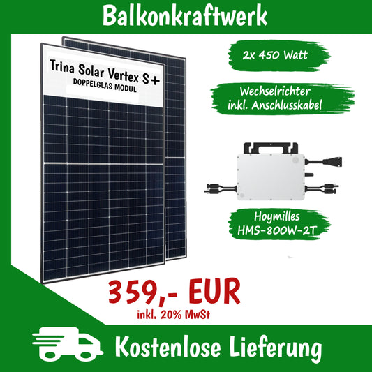 Balkonkraftwerk HYBRID FÜR STROM & WARMWASSER PRODUKTION, inkl. Lieferung