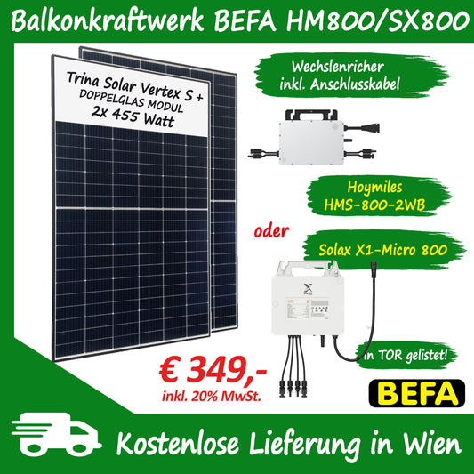 Balkonkraftwerk 800 Watt mit Solax oder Hoymiles HiFlow