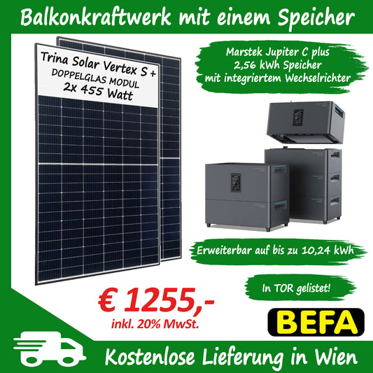 Balkonkraftwerk  800 Watt Trina und Marstek jupiter c plus
