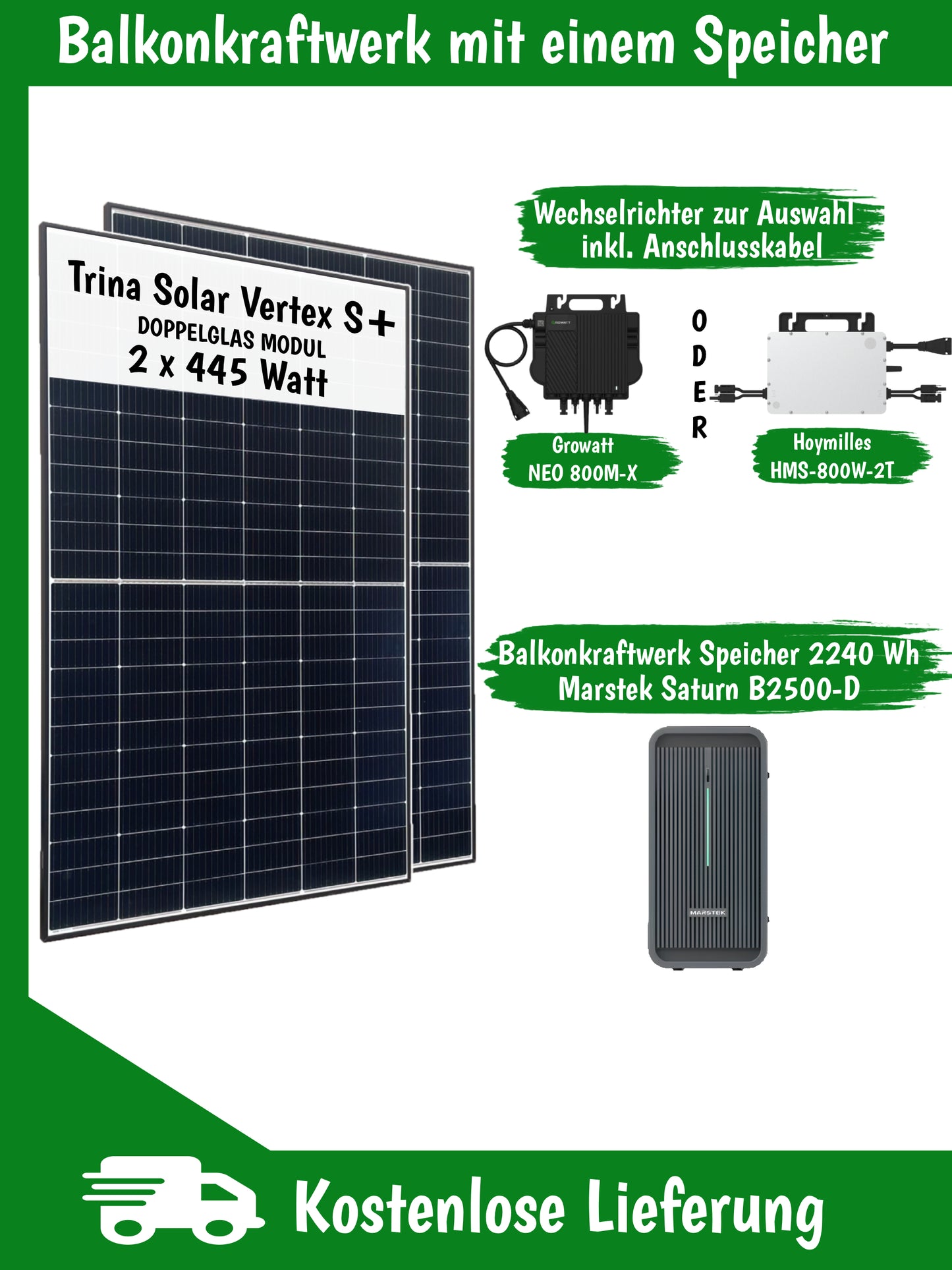 BEFA balcony power station 800 watts with a 2.24 kWh storage (Marstek), including delivery