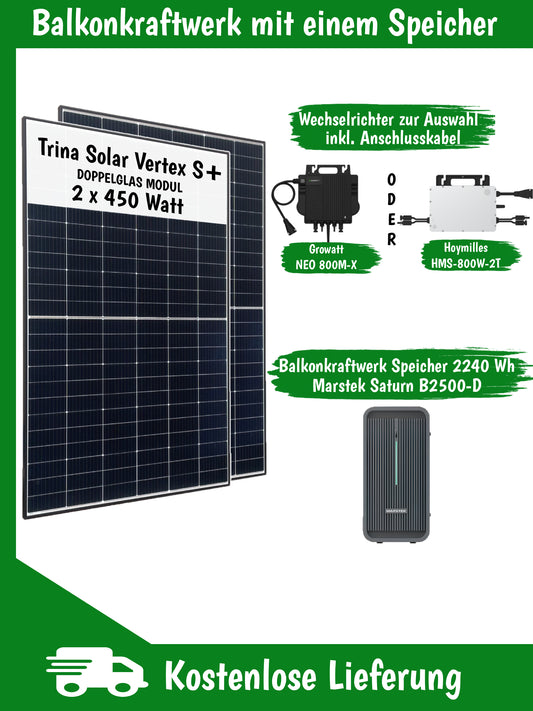 BEFA Balkonkraftwerk 800 Watt mit einem 2,24 kWh Speicher (Marstek), inkl. Lieferung