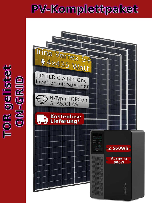 Photovoltaik-Komplettset mit 4 Solarmodulen und MARSTEK JUPITER C (ALL-in-ONE), inkl. Lieferung