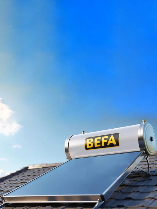 Thermosiphonanlage (Solarkollektor) 200L mit 2,5 m2 Flachkollektor inkl. Gestell.