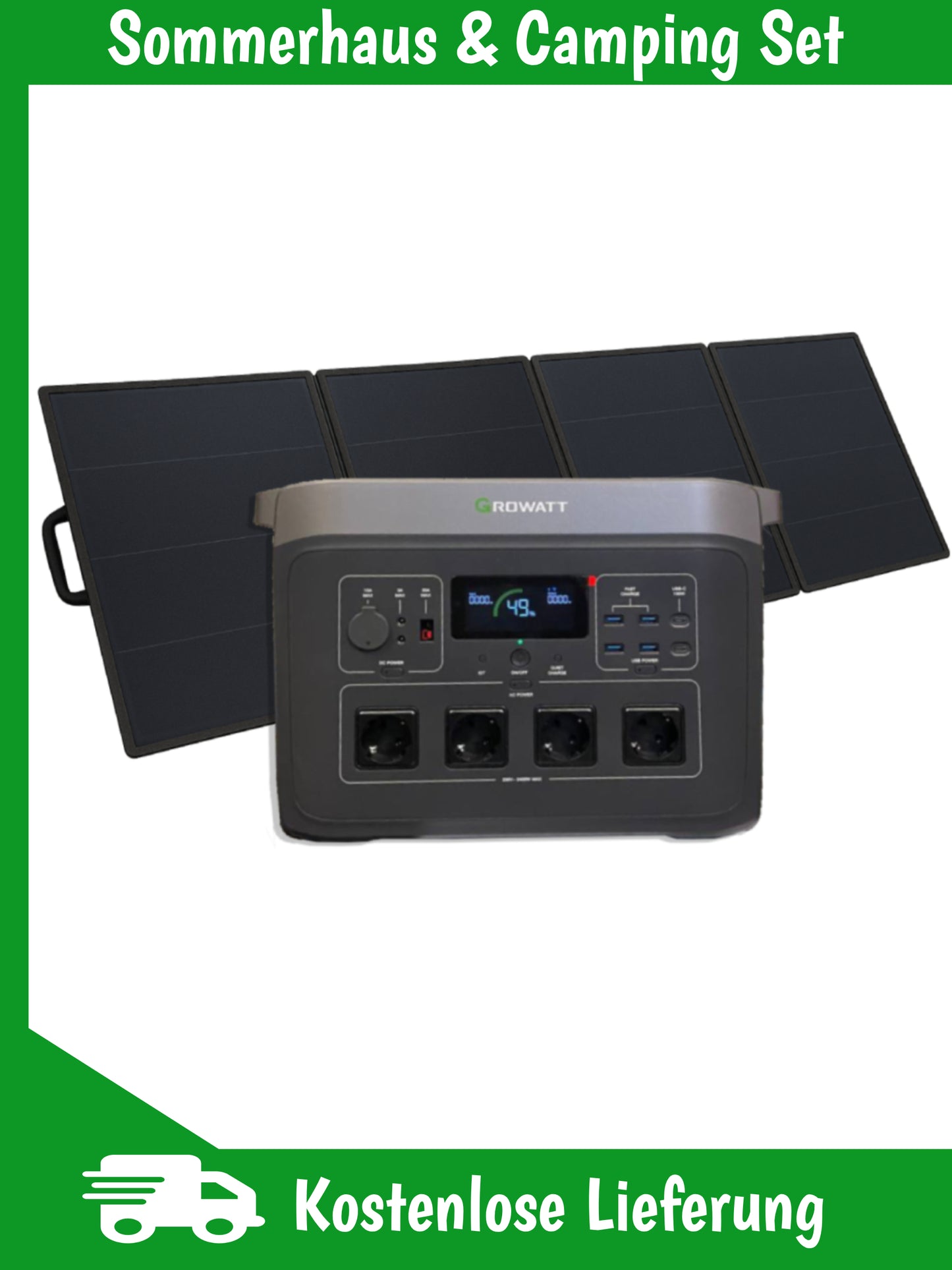 Growatt Infinity 2000 PRO + Faltbares panel (400W)[OUTDOOR & CAMPING SET]